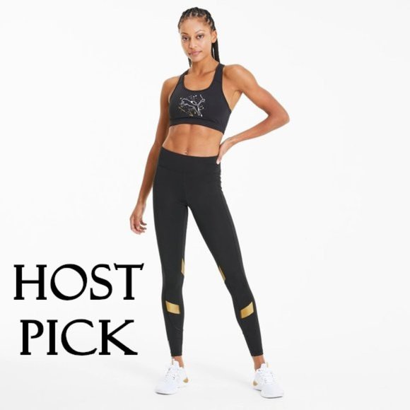 Puma Pants - NWT Puma black & gold training slim tight fit high waist leggings, M